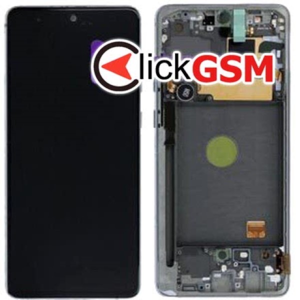 Piesa Display Original Cu Touchscreen Si Rama Argintiu Samsung Galaxy Note10 Lite 1jlj