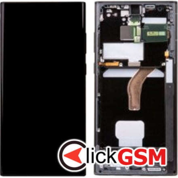 Piesa Piesa Display Original Cu Touchscreen Si Rama Gri Inchis Samsung Galaxy S22 Ultra 1p97