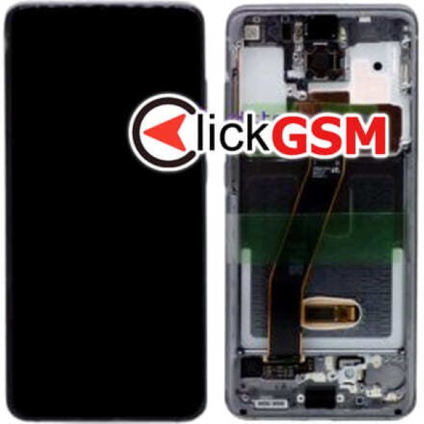 Piesa Display Original Cu Touchscreen Si Rama Gri Samsung Galaxy S20 Qbm