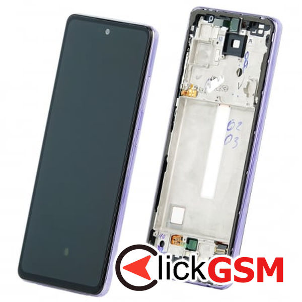 Piesa Display Original Cu Touchscreen Si Rama Violet Samsung Galaxy A52 Zrx