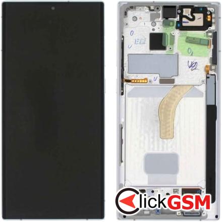 Ecran display Samsung S22 Ultra (S908) White, cu rama ( Service Pack)