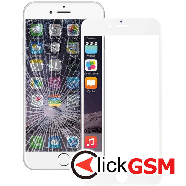 Piesa Sticla Cu Oca White Apple Iphone 6 4fix