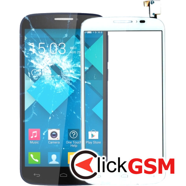 Piesa Piesa Sticla Cu Touchscreen Alb Alcatel Onetouch Pop C7 24h5