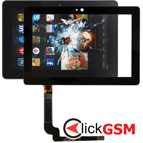 Piesa Sticla Cu Touchscreen Negru Amazon Kindle Fire Hdx 7 2013 3rd Gen 21nu