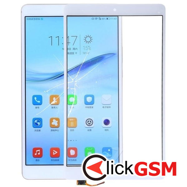 Piesa Sticla White Huawei Mediapad M3 3d3