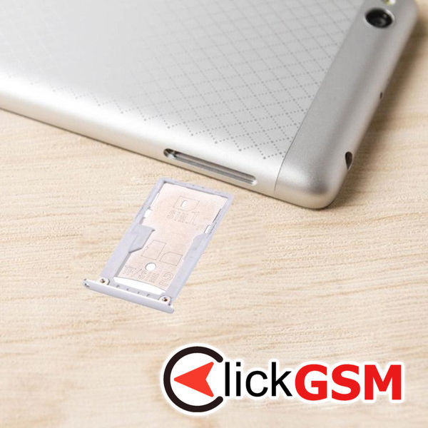 Piesa Suport Sim Cu Suport Card Argintiu Xiaomi Redmi 3 1z55