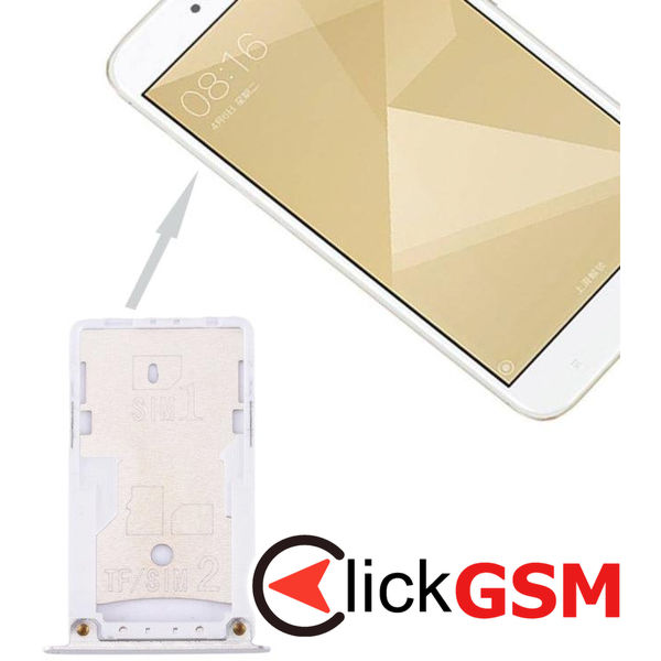 Piesa Suport Sim Cu Suport Card Argintiu Xiaomi Redmi 4x 1z4t