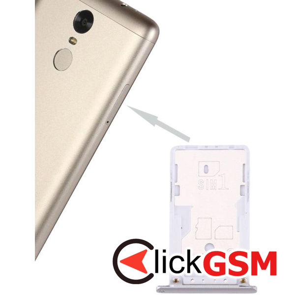 Piesa Suport Sim Cu Suport Card Argintiu Xiaomi Redmi Note 3 1z4p