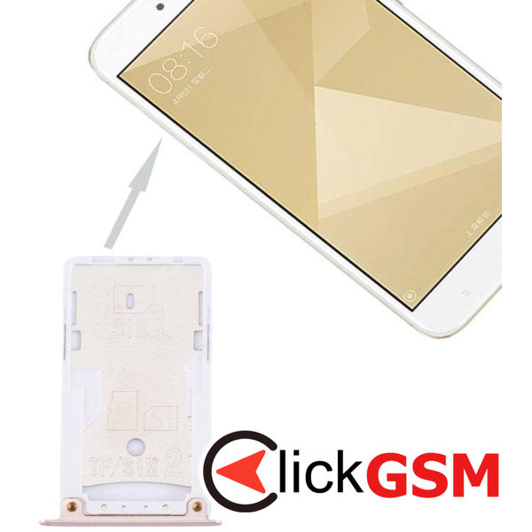 Piesa Suport Sim Cu Suport Card Auriu Xiaomi Redmi 4x 1z4v