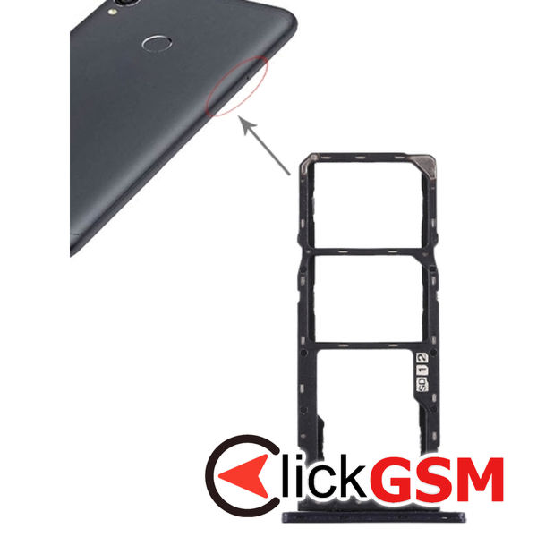 Piesa Piesa Suport Sim Cu Suport Card Black Asus Zenfone Max Pro M1 24xb