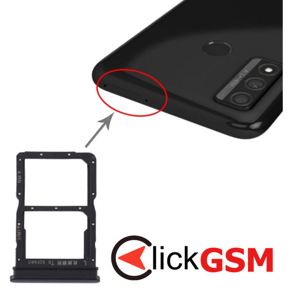 Piesa Suport Sim Cu Suport Card Black Huawei P Smart 2020 2bk4