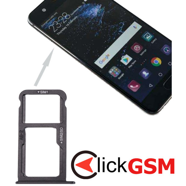 Piesa Suport Sim Cu Suport Card Black Huawei P10 Plus 2bju