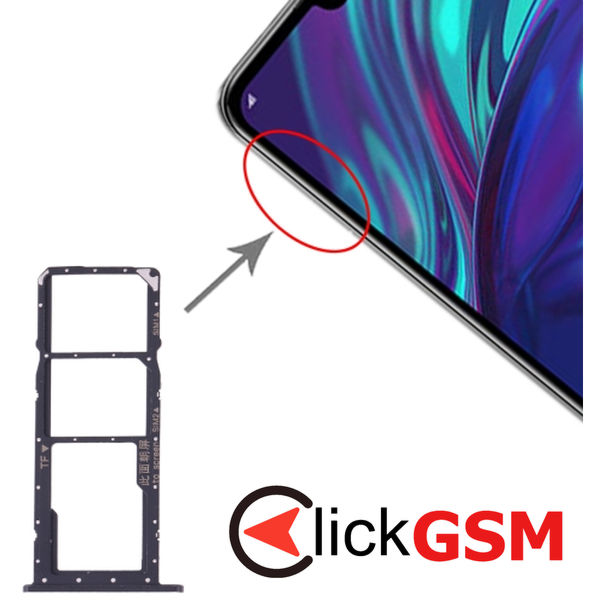 Piesa Piesa Suport Sim Cu Suport Card Black Huawei Y7 2019 2dw0