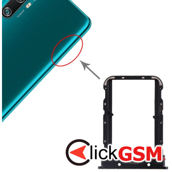 Piesa Piesa Suport Sim Cu Suport Card Black Xiaomi Mi Cc9 Pro 1z0s