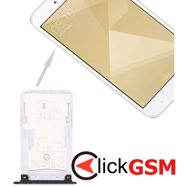 Piesa Suport Sim Cu Suport Card Black Xiaomi Redmi 4x 1z4w