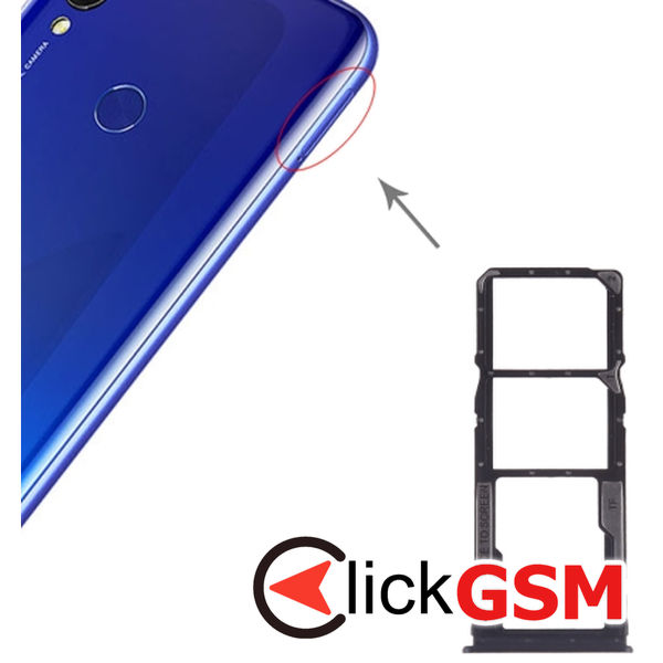 Piesa Piesa Suport Sim Cu Suport Card Black Xiaomi Redmi 7 1z3l