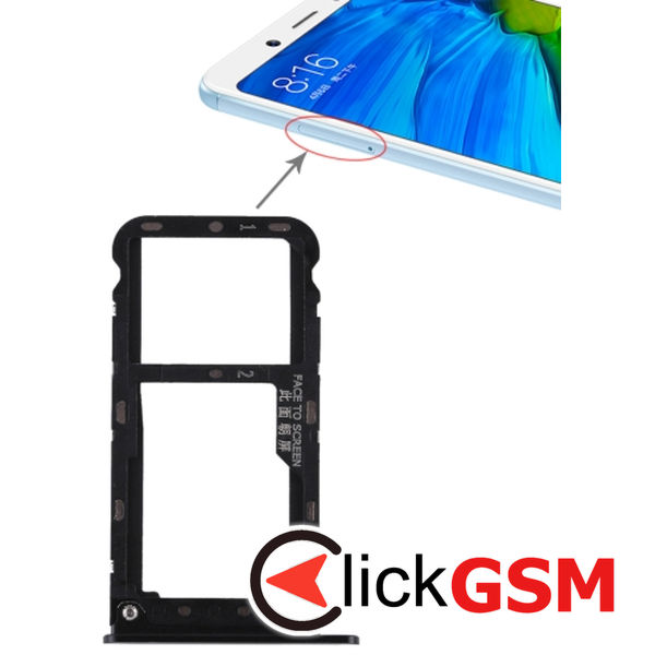 Piesa Piesa Suport Sim Cu Suport Card Black Xiaomi Redmi Note 5 1z65