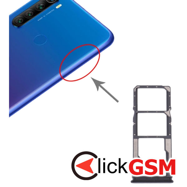 Piesa Piesa Suport Sim Cu Suport Card Black Xiaomi Redmi Note 8t 1z2u