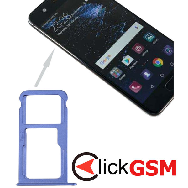 Piesa Piesa Suport Sim Cu Suport Card Blue Huawei P10 Plus 2ao9