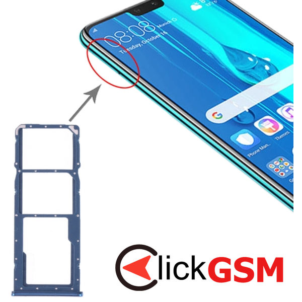 Piesa Piesa Suport Sim Cu Suport Card Blue Huawei Y9 2019 2dw6