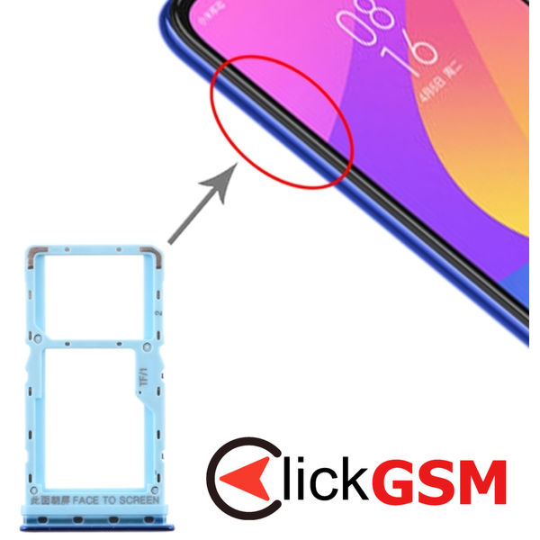 Piesa Piesa Suport Sim Cu Suport Card Blue Xiaomi Mi Cc9e 1z2f