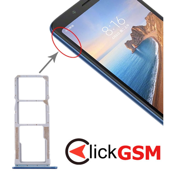 Piesa Suport Sim Cu Suport Card Dark Blue Xiaomi Redmi 7a 1z3i