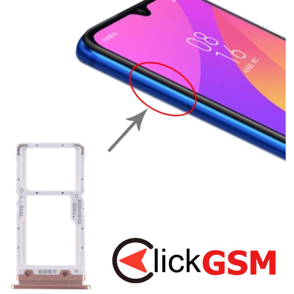 Piesa Piesa Suport Sim Cu Suport Card Gold Xiaomi Mi Cc9 1z2g