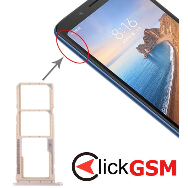 Piesa Piesa Suport Sim Cu Suport Card Gold Xiaomi Redmi 7a 1z36