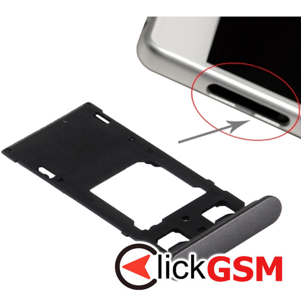 Piesa Piesa Suport Sim Cu Suport Card Graphite Black Sony Xperia X 20os