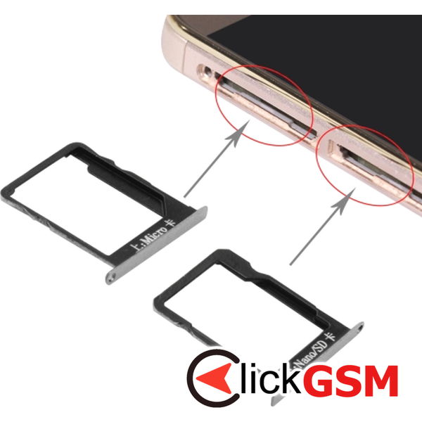 Piesa Suport Sim Cu Suport Card Gri Huawei Ascend Mate7 2a00