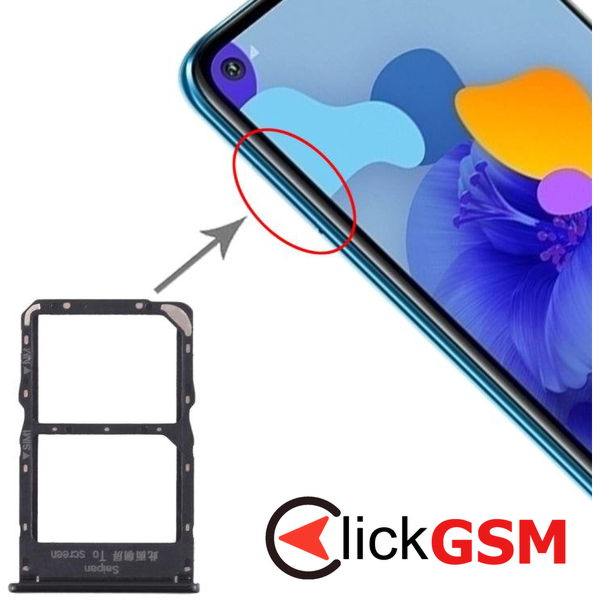 Piesa Suport Sim Cu Suport Card Negru Huawei Mate 30 Lite 2bcm