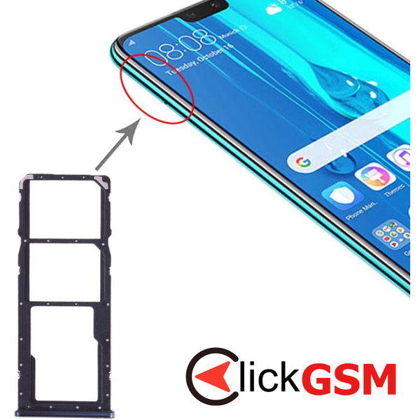 Piesa Piesa Suport Sim Cu Suport Card Negru Huawei Y9 2019 2dw4