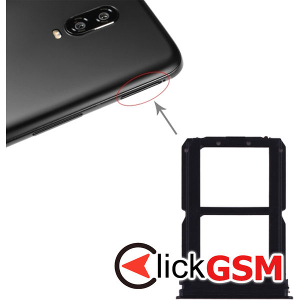 Piesa Suport Sim Cu Suport Card Negru Oneplus 6t 21pw