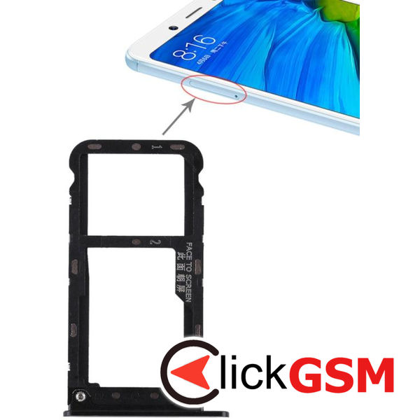 Piesa Suport Sim Cu Suport Card Negru Xiaomi Redmi Note 5 1z65