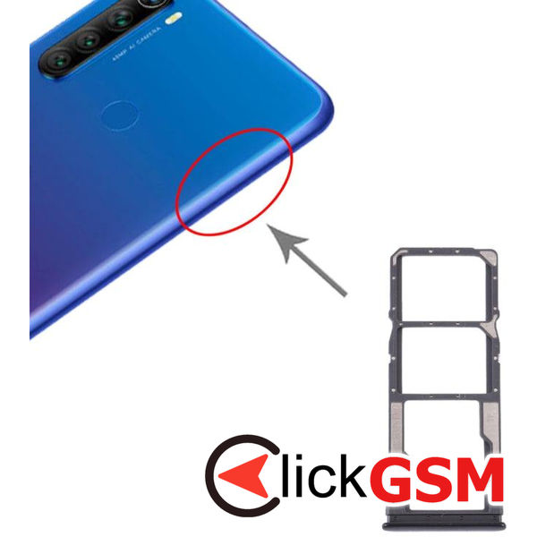 Piesa Suport Sim Cu Suport Card Negru Xiaomi Redmi Note 8t 1z2u