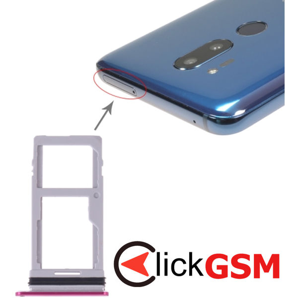 Piesa Suport Sim Cu Suport Card Purplish Red Lg G7 Thinq 26s9