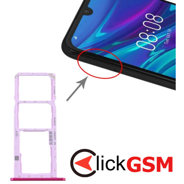 Piesa Suport Sim Cu Suport Card Rose Red Huawei Y6 Pro 2019 2bpj