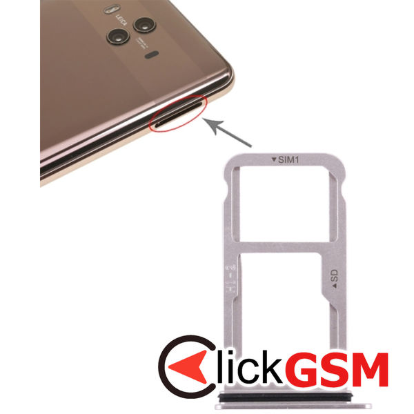 Piesa Piesa Suport Sim Cu Suport Card Silver Huawei Mate 10 2dux