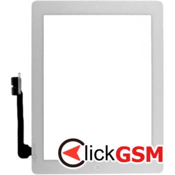 Piesa Touchscreen Cu Sticla Pentru Apple Ipad 4 Alb Pqe